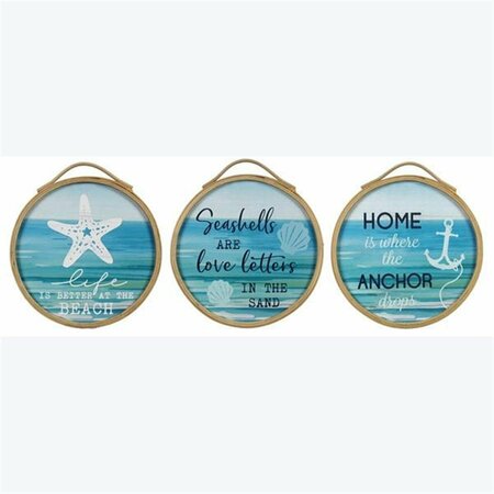 YOUNGS Bamboo & Wooden Wall Plaque, 3 Assorted Color 62278